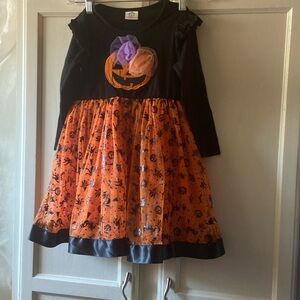 Girls Halloween Pumpkin Witch print dress